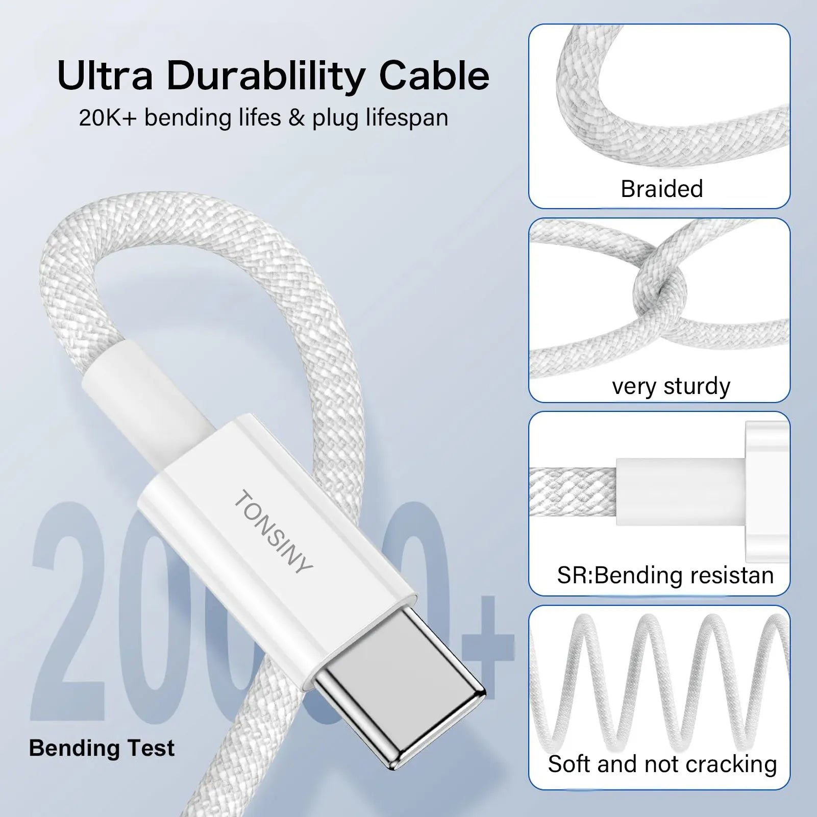 Original USB-C Cable For iPhone 17 16 15 Pro Max PD 60W Fast Charging For Huawei Xiaomi Samsung Type C Weaving Cable Accessories