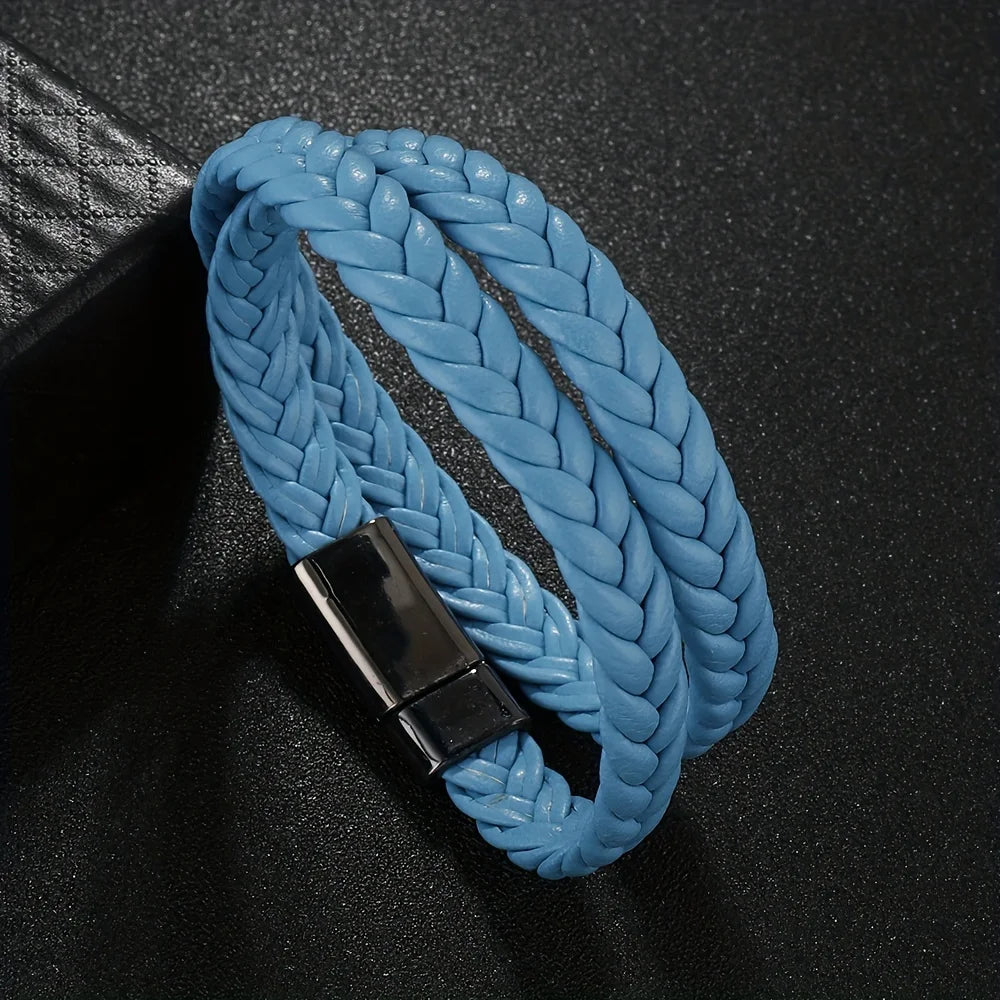 A Stylish And Minimalist Multi-Loop Faux Leather Bracelet from Europe And America, Suitable for Both Genders, Featuring a Magnet
