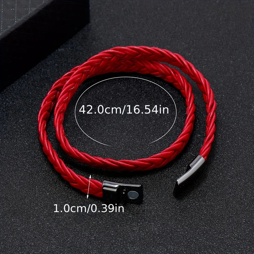 A Stylish And Minimalist Multi-Loop Faux Leather Bracelet from Europe And America, Suitable for Both Genders, Featuring a Magnet