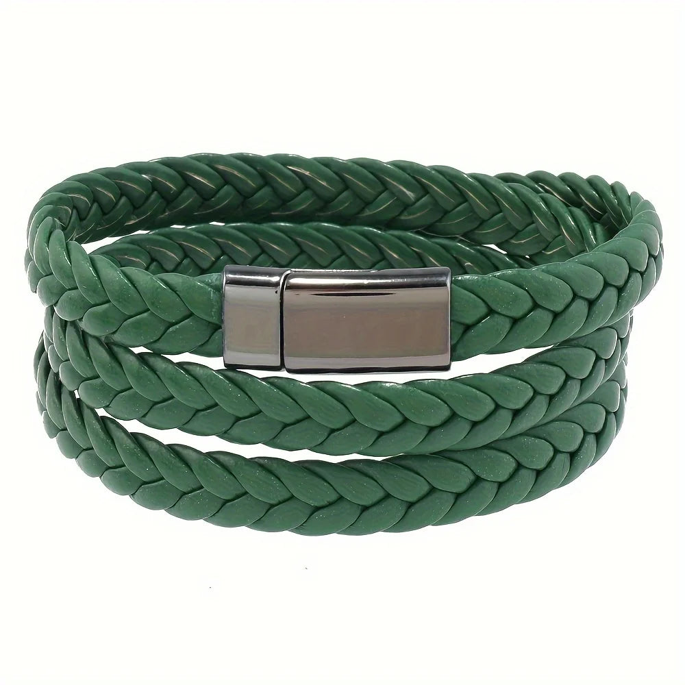 A Stylish And Minimalist Multi-Loop Faux Leather Bracelet from Europe And America, Suitable for Both Genders, Featuring a Magnet