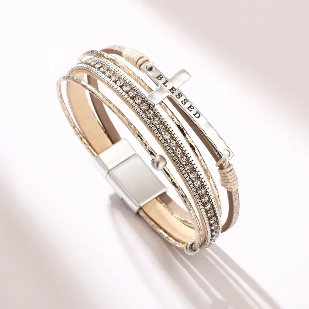 Bohemian Cowboy Chic Cross Bracelet Western Jewelry For Women Christian Bracelets Religious Bracelets