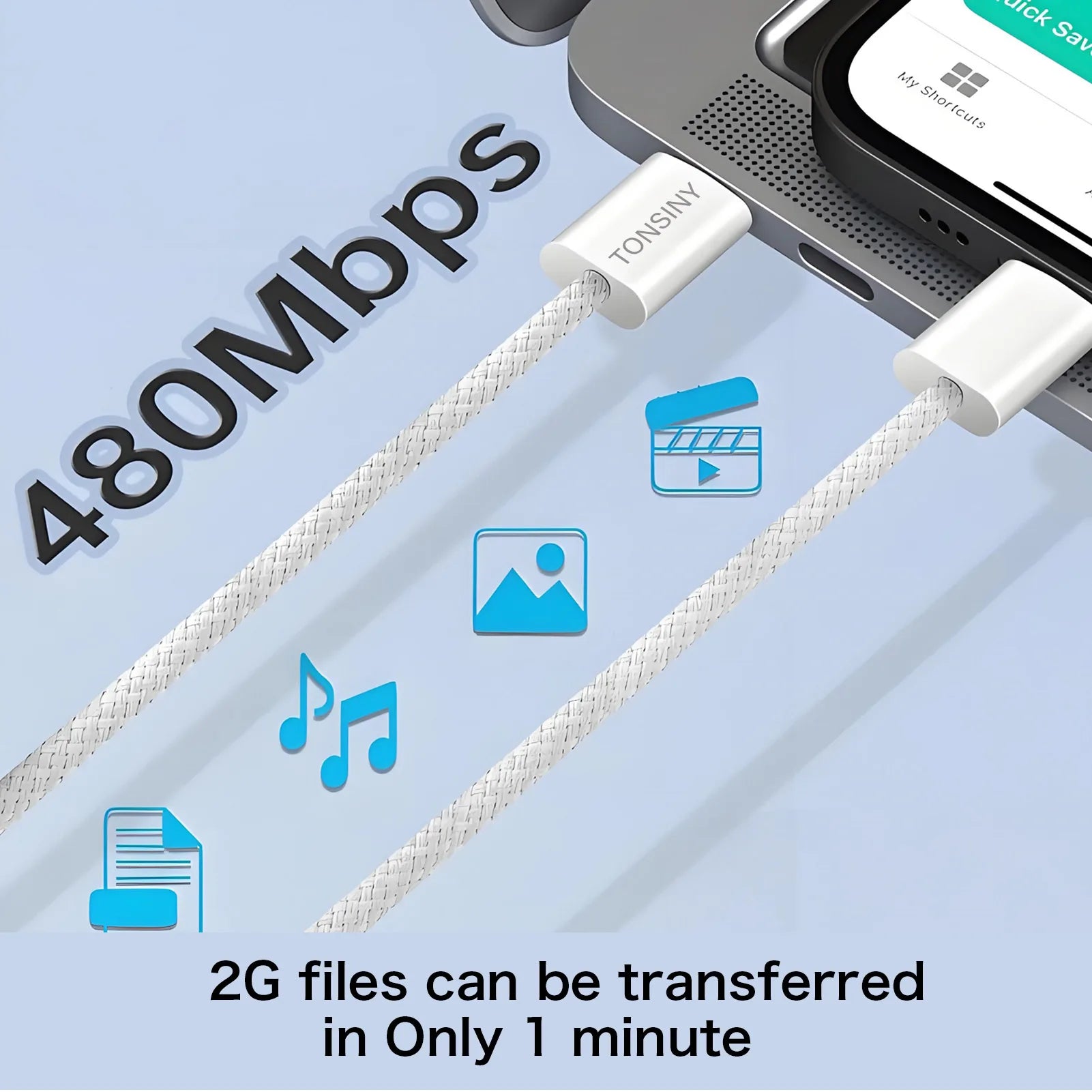 Original USB-C Cable For iPhone 17 16 15 Pro Max PD 60W Fast Charging For Huawei Xiaomi Samsung Type C Weaving Cable Accessories